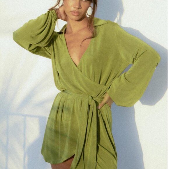 Princess Polly PARTY TIME MINI DRESS GREEN LOW IMPACT - Picture 6 of 8